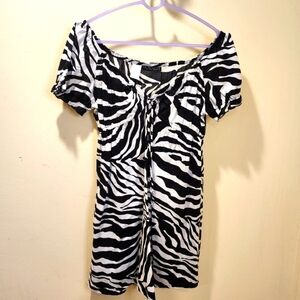 LA BLANCA black and white cotton zebra mini dress size S